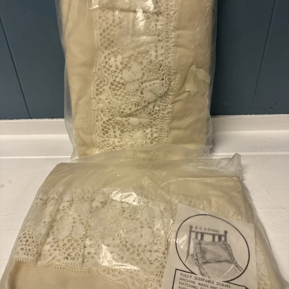 2 x New JUDY LEE Originals Elegant IVORY Lace KING ‎ Pillow SHAM Cases #8000